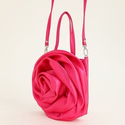 image-Satin Satin Three-dimensional Rose Flower Shape Portable Crossbody Party Wedding Female Dinner Bag