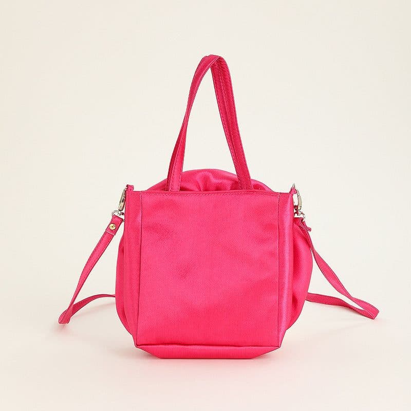 image-Satin Satin Three-dimensional Rose Flower Shape Portable Crossbody Party Wedding Female Dinner Bag