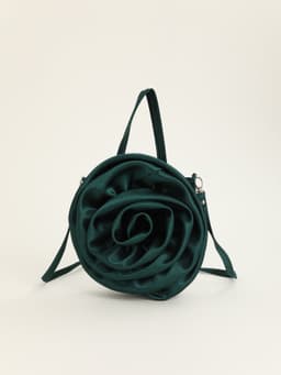 image-Satin Satin Three-dimensional Rose Flower Shape Portable Crossbody Party Wedding Female Dinner Bag