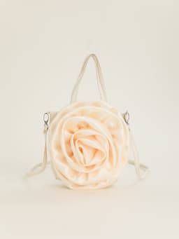 image-Satin Satin Three-dimensional Rose Flower Shape Portable Crossbody Party Wedding Female Dinner Bag