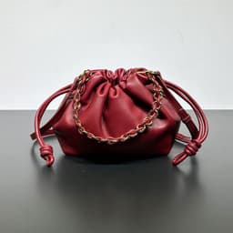 image-Chinese Style Crossbody Women's Bag Cowhide Lucky Bag Drawstring Clouds