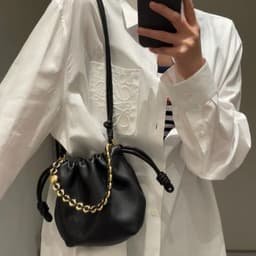 image-Chinese Style Crossbody Women's Bag Cowhide Lucky Bag Drawstring Clouds