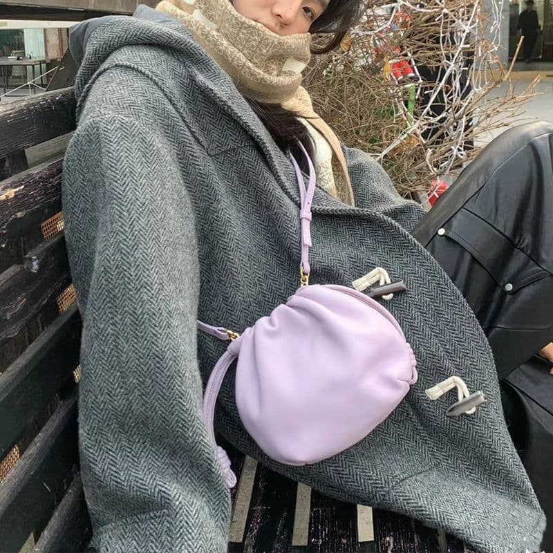 image-Chinese Style Crossbody Women's Bag Cowhide Lucky Bag Drawstring Clouds