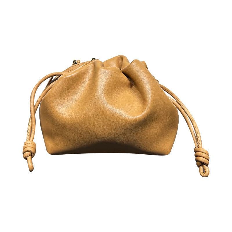 image-Chinese Style Crossbody Women's Bag Cowhide Lucky Bag Drawstring Clouds