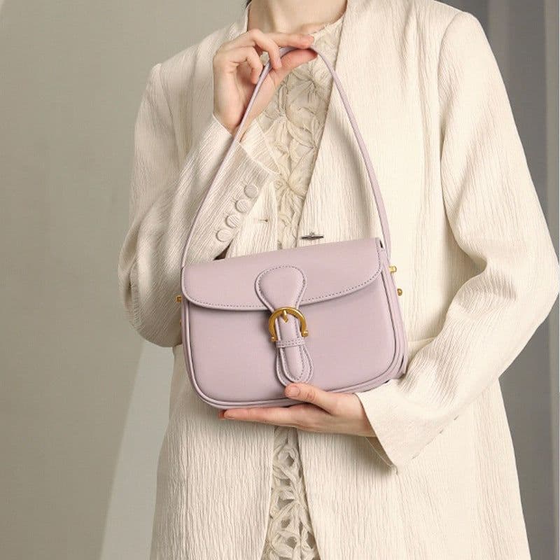 image-Genuine Leather Women's Bag High Sense Niche Underarm Bag
