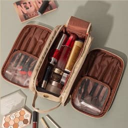 image-Cosmetic Bag Large Capacity Travel Double Zipper Wash Bag