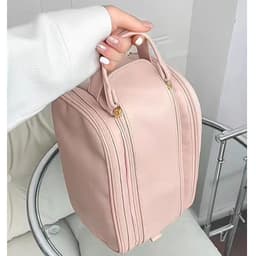 image-Cosmetic Bag Large Capacity Travel Double Zipper Wash Bag
