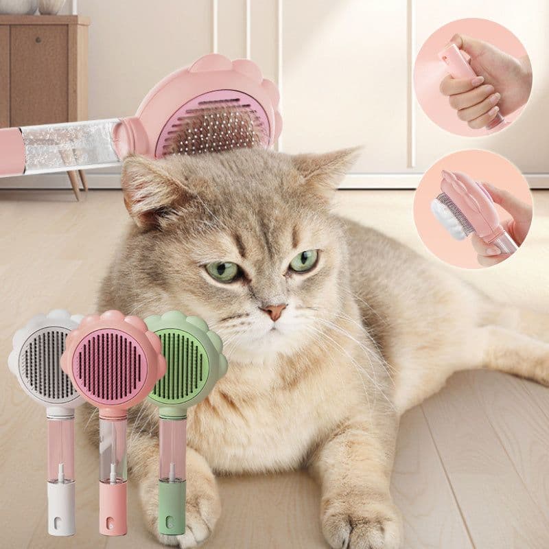 image-2 In 1 Self Cleaning Dog Brush Comb With Spray Pets Grooming Hair Remover Combs Brush Floating Hair Pet Grooming Brush Pet Products