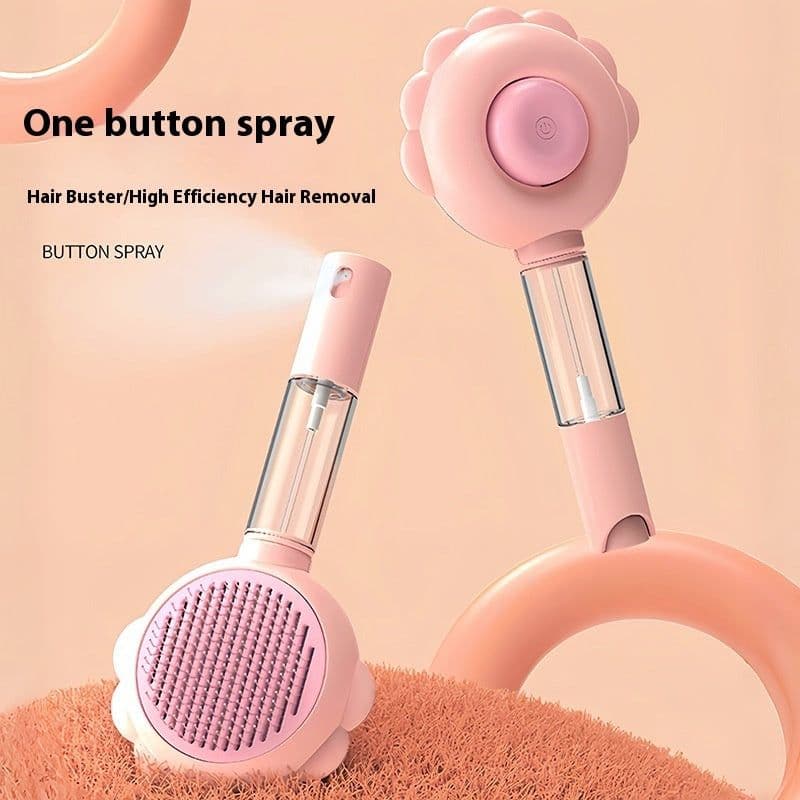 image-2 In 1 Self Cleaning Dog Brush Comb With Spray Pets Grooming Hair Remover Combs Brush Floating Hair Pet Grooming Brush Pet Products