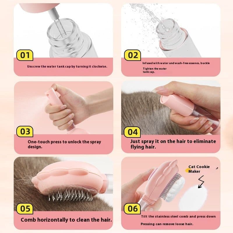 image-2 In 1 Self Cleaning Dog Brush Comb With Spray Pets Grooming Hair Remover Combs Brush Floating Hair Pet Grooming Brush Pet Products