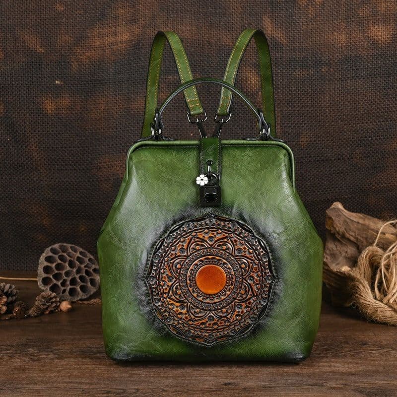 image-Leisure Travel Retro Embossing Women's Backpack
