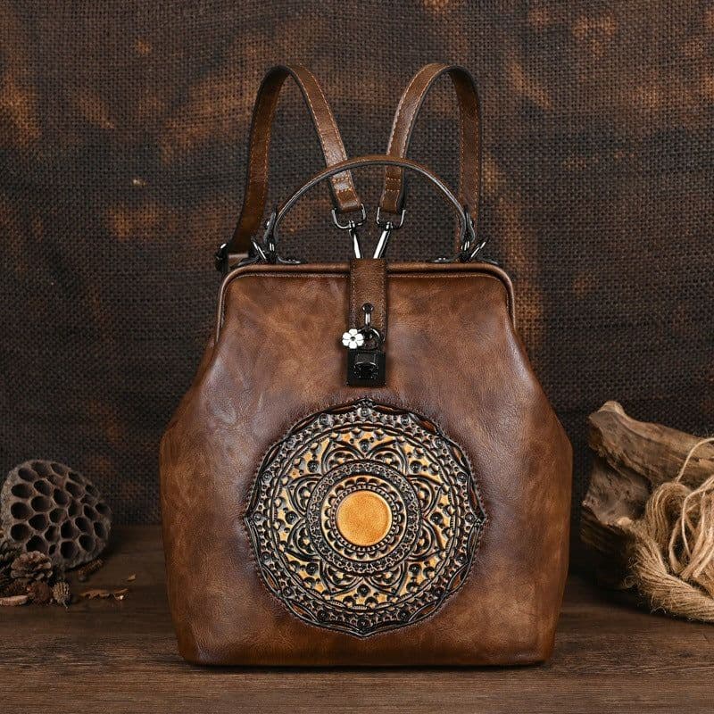 image-Leisure Travel Retro Embossing Women's Backpack
