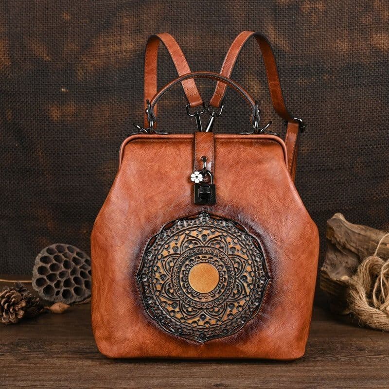 image-Leisure Travel Retro Embossing Women's Backpack