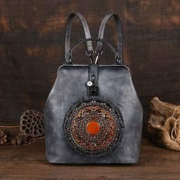 image-Leisure Travel Retro Embossing Women's Backpack