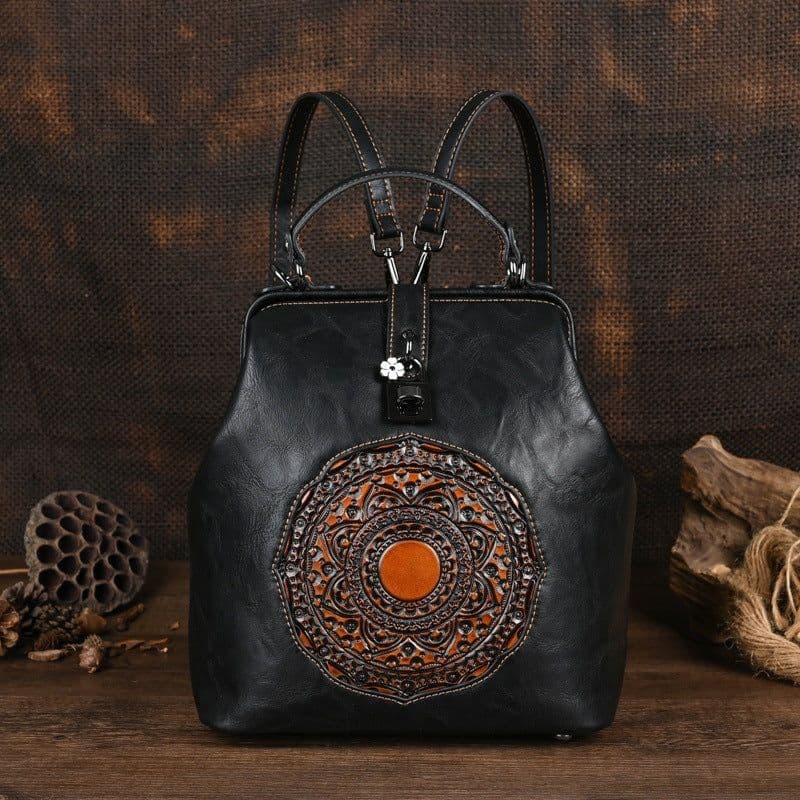 image-Leisure Travel Retro Embossing Women's Backpack