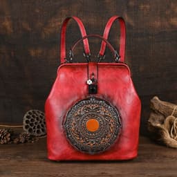 image-Leisure Travel Retro Embossing Women's Backpack
