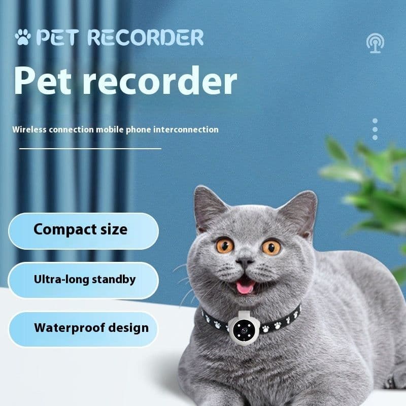 image-Pets Recorder Pet Tracker Collar Dogs And Cats Viewing Angle Motion Recording Camera Action Camera With Video Records Cat Collars Camera Sport Pet Products