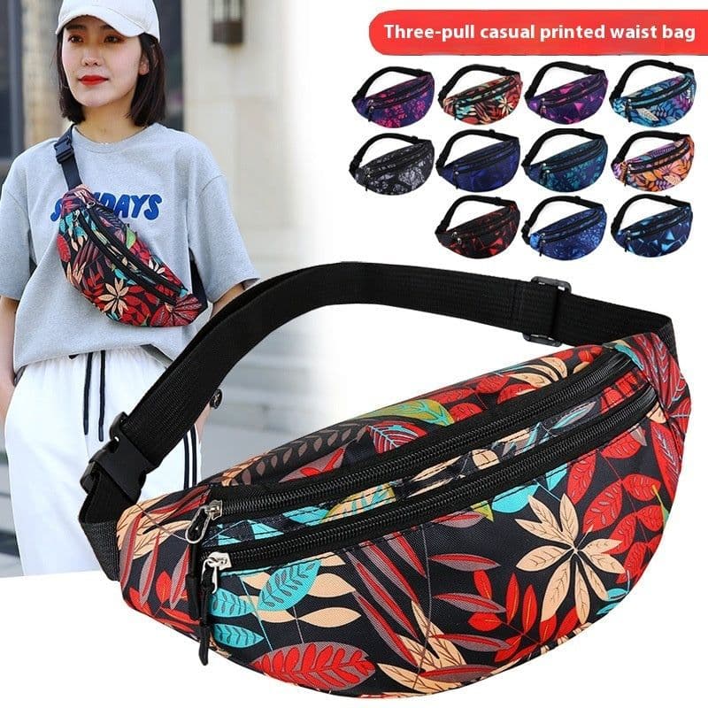 image-Women's Fashion Casual Nylon Multi-layer Waist Bag
