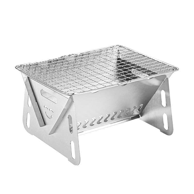 image-Outdoor Folding BBQ Grill Stainless Steel Convenient Card Type Firewood Mini Barbecue Grill Home
