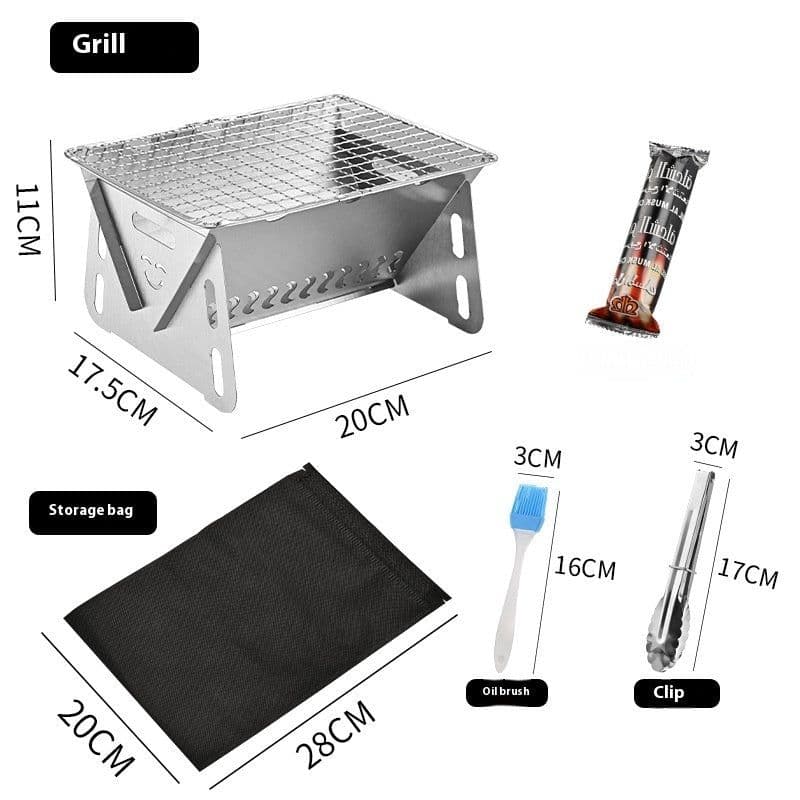image-Outdoor Folding BBQ Grill Stainless Steel Convenient Card Type Firewood Mini Barbecue Grill Home