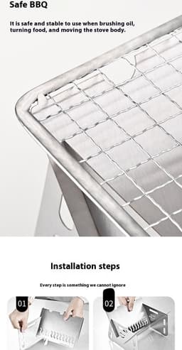 image-Outdoor Folding BBQ Grill Stainless Steel Convenient Card Type Firewood Mini Barbecue Grill Home