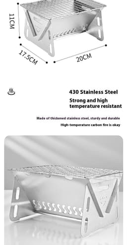 image-Outdoor Folding BBQ Grill Stainless Steel Convenient Card Type Firewood Mini Barbecue Grill Home