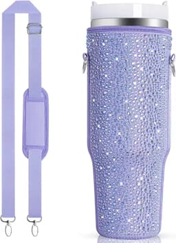 image-40 Oz Shiny Water Bottle Sets Handbag Adjustable Strap Pearlescent