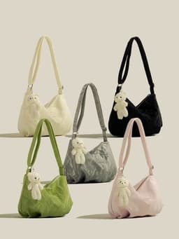 image-New Mori Style All-match Commute High-grade Velvet Large Capacity Lightweight Tote Bag