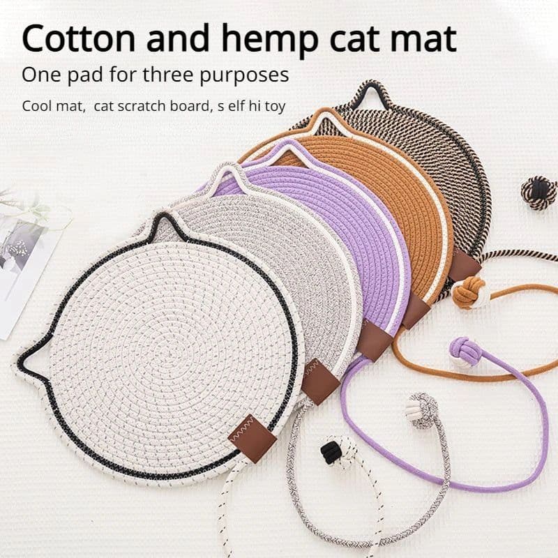 image-Braided Cotton Rope Cat Claw Mat Self Hi Ball One Piece Sleeping Mat Washable Anti Sticky Scratching Artifact Cat Scratching Mat Pet Products