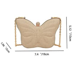 image-Cute Butterfly Stripe Clipped Button Metal Women's Chain Messenger Bag