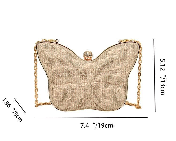 image-Cute Butterfly Stripe Clipped Button Metal Women's Chain Messenger Bag