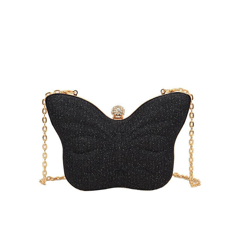 image-Cute Butterfly Stripe Clipped Button Metal Women's Chain Messenger Bag