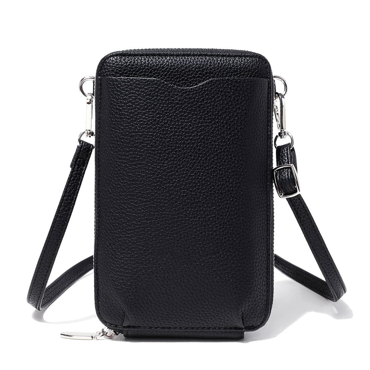 image-Lychee Pattern Vertical Zipper Mobile Phone Foreign Trade Mini Large Capacity Women's Shoulder Bag