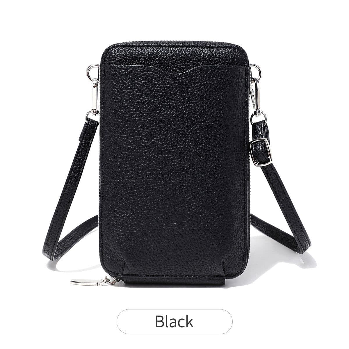 image-Lychee Pattern Vertical Zipper Mobile Phone Foreign Trade Mini Large Capacity Women's Shoulder Bag