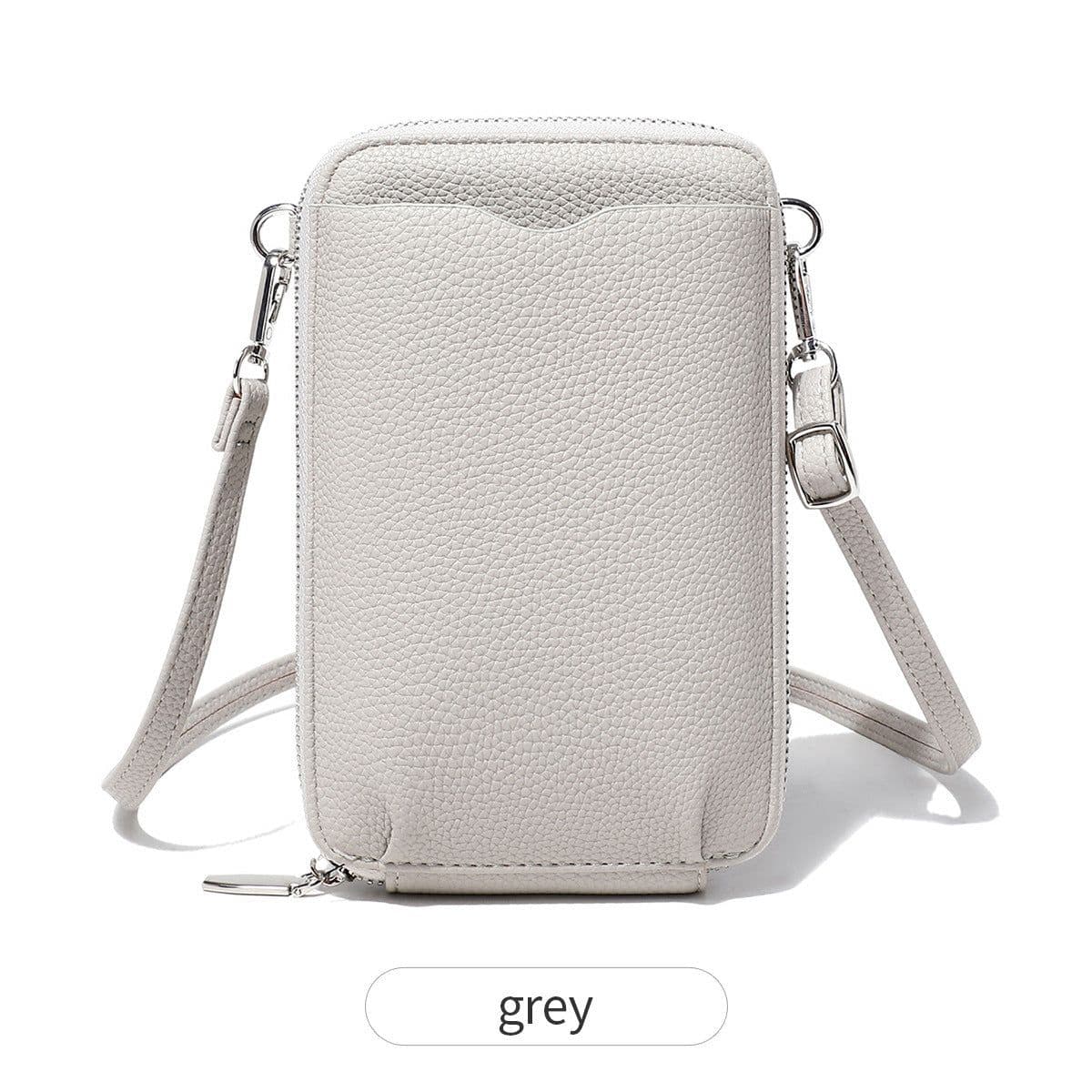 image-Lychee Pattern Vertical Zipper Mobile Phone Foreign Trade Mini Large Capacity Women's Shoulder Bag