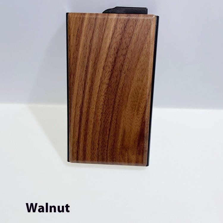 image-Creative Wooden Business Card Metal Sticker Wood Automatic Pop-up Bank Card RFID Box