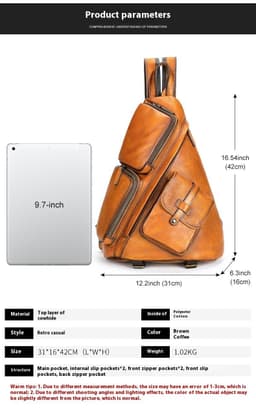 image-Casual Shoulder Crossbody First Layer Cowhide Sports Chest Bag