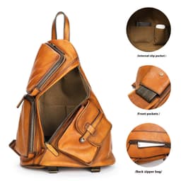 image-Casual Shoulder Crossbody First Layer Cowhide Sports Chest Bag