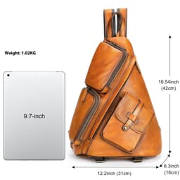 image-Casual Shoulder Crossbody First Layer Cowhide Sports Chest Bag