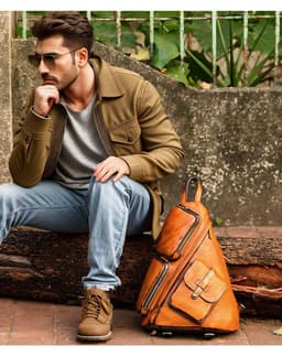 image-Casual Shoulder Crossbody First Layer Cowhide Sports Chest Bag