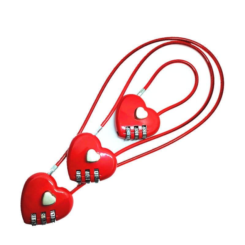 image-Peach Heart Long Wire Rope Love Lock
