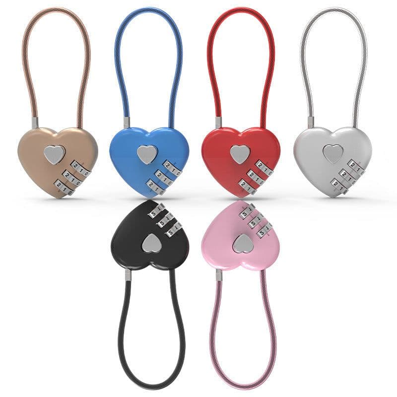 image-Peach Heart Long Wire Rope Love Lock