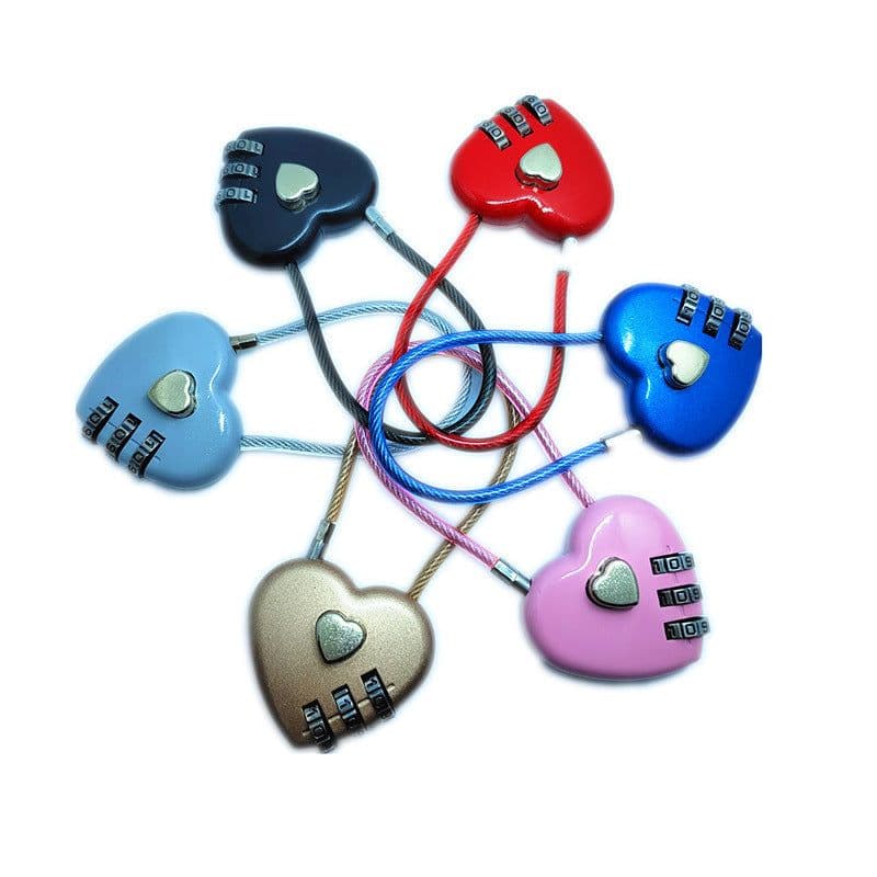 image-Peach Heart Long Wire Rope Love Lock