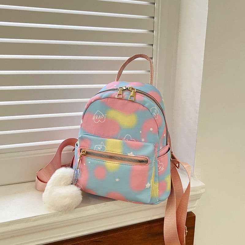 image-Nylon Cloth Large Capacity Simple Casual Simple Candy Color Texture Hand-carrying Backpack