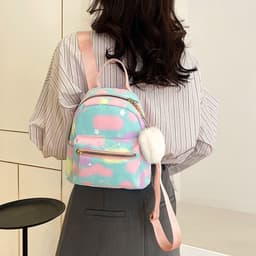 image-Nylon Cloth Large Capacity Simple Casual Simple Candy Color Texture Hand-carrying Backpack