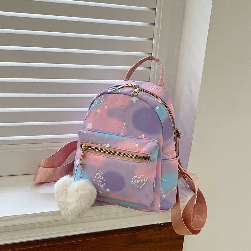 image-Nylon Cloth Large Capacity Simple Casual Simple Candy Color Texture Hand-carrying Backpack