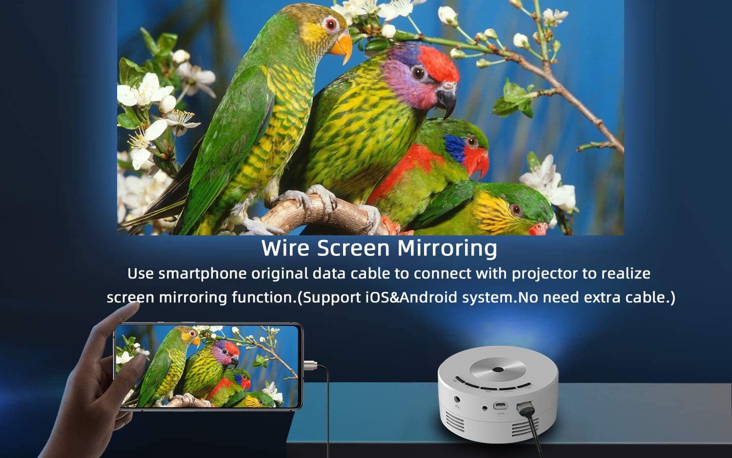 image-Household Portable Small Mobile Phone Wired Same Screen Projector