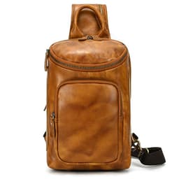 image-Men's Retro Crazy Horse Skin Shoulder Bag