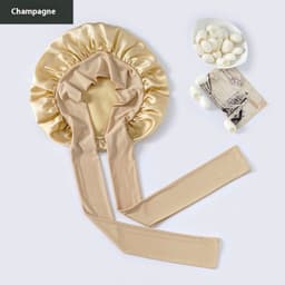 image-Wide-brimmed Lace-up Adjustable Elastic Large Silk Nightcap