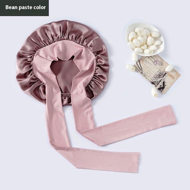 image-Wide-brimmed Lace-up Adjustable Elastic Large Silk Nightcap